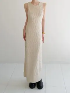 maison celon wavy tile pattern dress