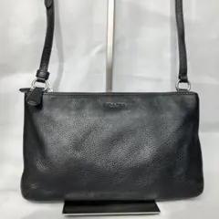 【極美品✨】COACH レイラ ショルダーバッグ シボ革 ブラック ダブルジップ