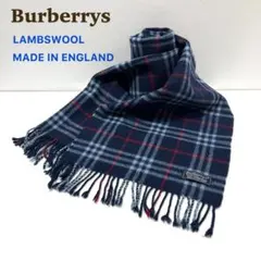 【美品】バーバリー ノバチェック マフラー wool ネイビー