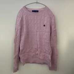 ピンク ケーブルニットセーター XS