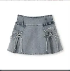 バイラビット　ポケットリボンスカート　130 ブルー　デニム　スカパン