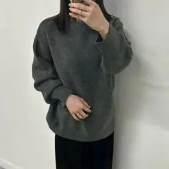 nairo ダイヤ柄オーバーサイズ ニット セーター チャコールグレー F