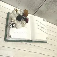 再販！ナチュラルインテリア雑貨　本型オブジェ　ドライフラワー　木の実