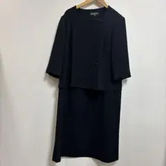 S00419 PRIMEROフォーマルワンピース 喪服 ブラック 袖レース付き