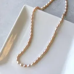 14kgf 淡水パールネックレス　桜ピンク　スプリングピンク　ゴールド　パール