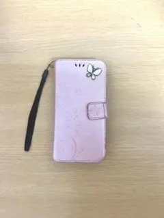 ピンク 蝶の装飾 手帳型iPhoneケース　iphone14