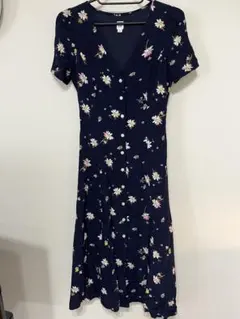 GAP ネイビー フラワープリント ロングワンピース