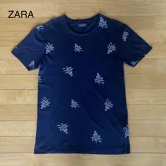 ZARA MAN FATE 総柄Tシャツ ネイビー Sのサムネイル