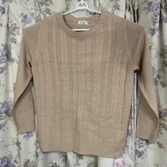 レディース ケーブルニット セーター ベージュ L