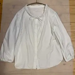 美品/UNITED ARROWS /リボン付きバルーンスリーブ　ブラウス　白