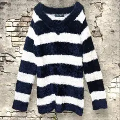 B.K.M.S. L フワフワボーダー長袖ニット