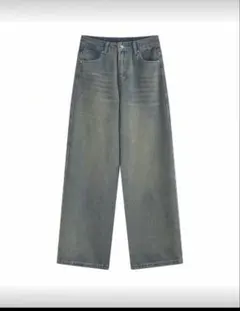 ワイドレッグ　カジュアル　デニムジーンズ　ブルー