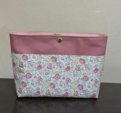 長財布入ります　リバティ生地と帆布で作ったバッグインバッグ★ハンドメイド