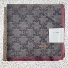 CELINE　セリーヌ　ハンカチ　マカダム　総柄　ブラウン系　約48cm