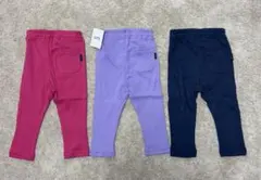 新品 GITAピンク ラベンダー ネイビー パンツ 80 綿100 3枚セット