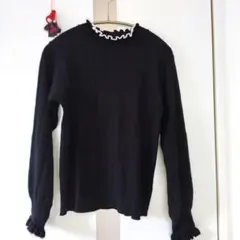 しまむら フリル付き黒長袖セーターLサイズ★本日お値下げ中！