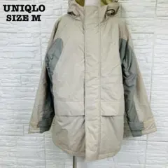 【美品】ユニクロ マウンテンパーカー 中綿ジャケット ベージュ カーキ M 防寒のサムネイル