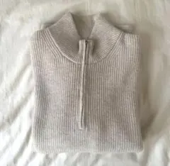 UNIQLO スフレヤーンハーフジップセーター　ナチュラル　XL