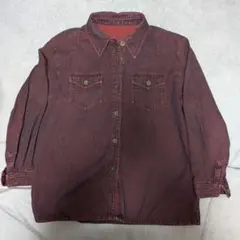 古着 ワインレッド 綿100 デニムシャツ L
