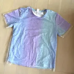 半袖Tシャツ120〜130 チュール ホログラム 薄紫 女の子