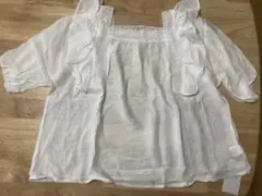 【新品未着用】鍵あみレーススクエアネックフリルブラウス　M