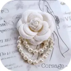 コサージュ パール ブローチ 卒業式 卒園 入学式 入園 結婚式 花 ホワイト