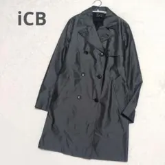 iCB アイシービー トレンチコート ダブル 光沢感 ダークグレー L相当