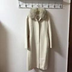 ef-de ロングコート アンゴラ ファー襟付き アイボリー サイズ9