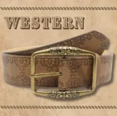 ヴィンテージ ウエスタンベルト レトロ レザー 古着 ブラウン y2K アメカジ