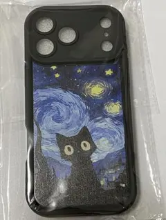 iPhone17PROMAX 黒　猫柄