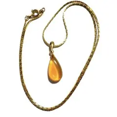 【ビンテージ/レトロ】飴色鼈甲/白甲/べっ甲　涙/ティアドロップ型　ネックレス