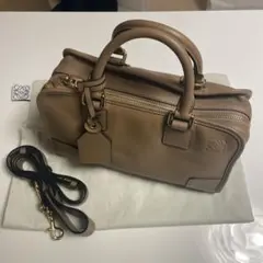 LOEWE（ロエベ） ベージュレザー ハンドバッグ ショルダーストラップ付き