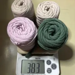 毛糸　Tシャツヤーン　 ベージュかすりピンクグリーン