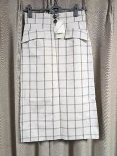 ホワイト チェック柄 タイトスカート サイズ38