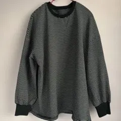 ストライプ 長袖、七分袖Tシャツ トップス、オーバーサイズ