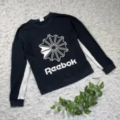 【Reebok】長袖シャツ　『M』　ブラック　ビッグロゴ　プリント　カットソー
