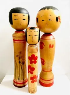 中古　こけし　人形　日本　木製　3セット　まとめ　伝統　J コレクション