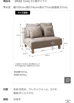 KAGU350 2人掛けコンパクトソファ cindy グレージュ