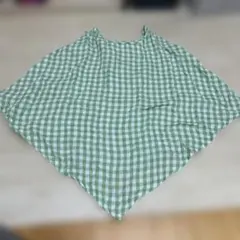 フード付き緑のチェック授乳ケープ