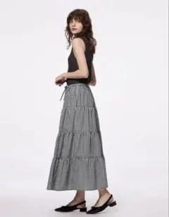 GU ギンガムチェック　ティアードマキシスカート