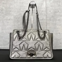 【美品】JIMMY CHOO HELIA/M シルバー レザー ショルダーバッグのサムネイル