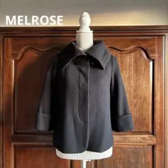 《MELROSE》ウール ポンチョ風ショートコート ハーフコート 黒色 3