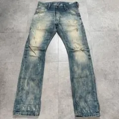 【DIESEL】ダメージ加工 ライトブルーデニムジーンズ Y2K