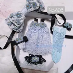 608 アイシードール アウトフィット6点セット 水色Flower(水色)のサムネイル