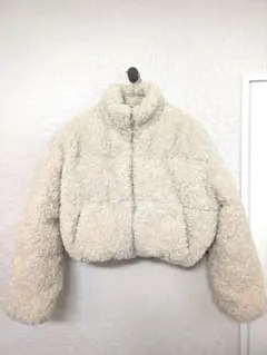 ZARA ボアジャケット クリーム色 クロップド丈
