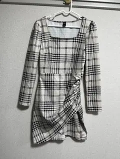 SHEIN チェック柄 長袖ミニワンピース Sサイズ