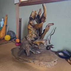 天然木 虎 彫刻 オブジェ 雉 剥製 セット - メルカリ