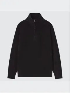 UNIQLO スフレヤーンハーフジップセーター　長袖　ブラック　L 男女兼用