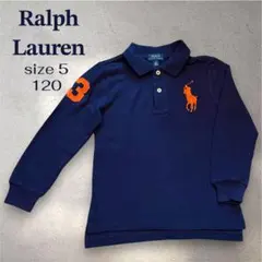 美品⭐︎ラルフローレン⭐︎120 ポロシャツ 長袖　ネイビー　オレンジ　ビックポニー