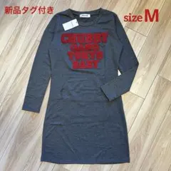 新品タグ付き　グレー　ワンピース　長袖　シンプル　ボア刺繍　END MORE